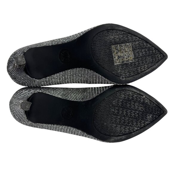 Michael Kors Silver Glitter Pointed-Toe High Heel Pumps Sz 7M Wedding Holiday - Picture 9 of 10